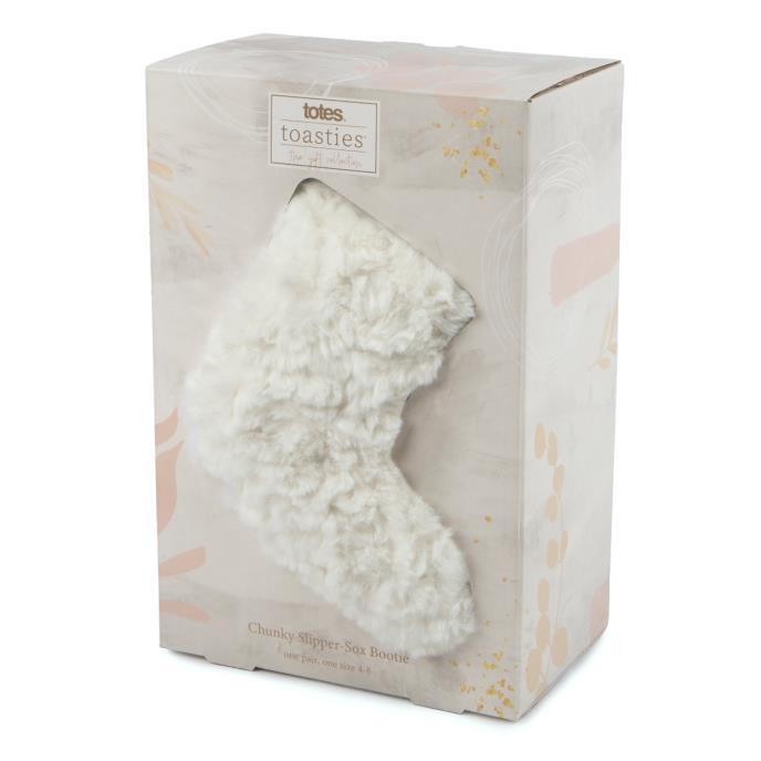 totes Ladies Faux Fur Slipper Socks Cream Extra Image 1